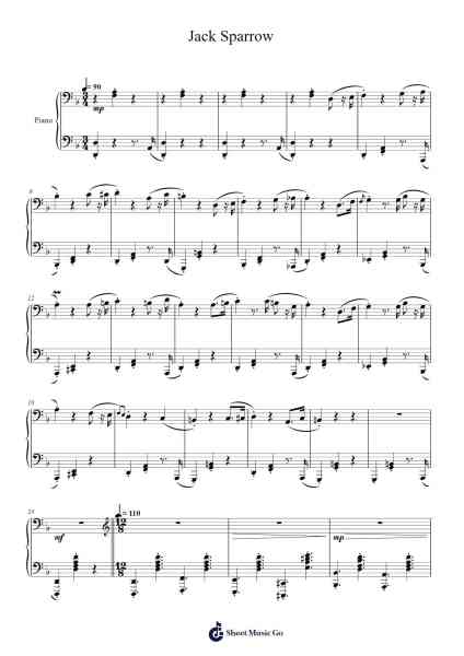 Jack Sparrow Sheet Music by Hans Zimmer-Arr.Saster Hawreed
