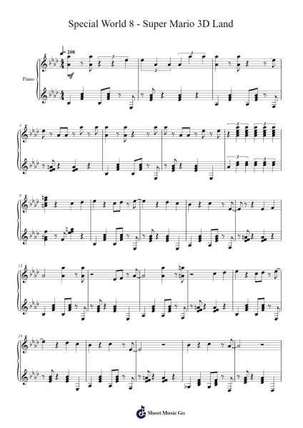 Special World 8 - Super Mario 3D Land Sheet Music by Mahito Yokota-Arr.Ausdam Pukin