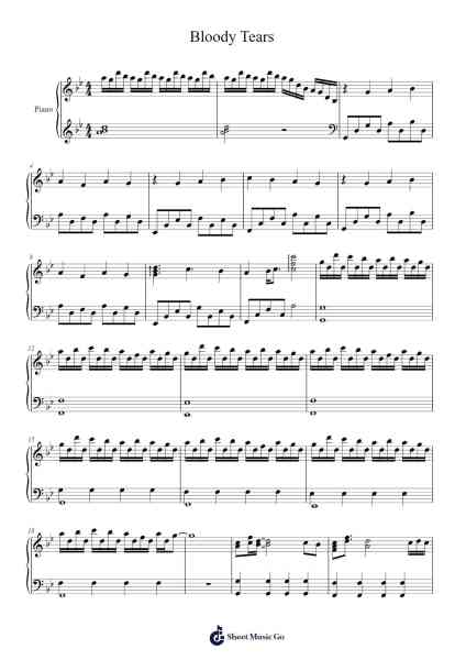 Bloody Tears Sheet Music by Misc Computer Games-Arr.Keatsshua Beareade