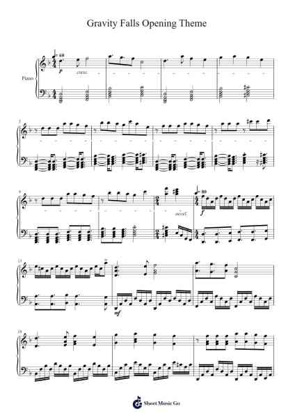 Gravity Falls Opening Theme Sheet Music by Brad Breeck-Arr.Bunharine Coftroy