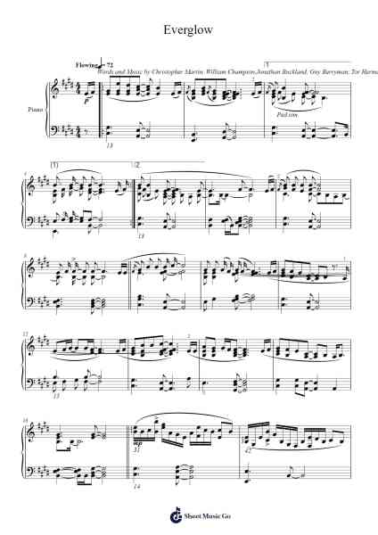 Everglow Sheet Music by Coldplay-Arr.Cashshop