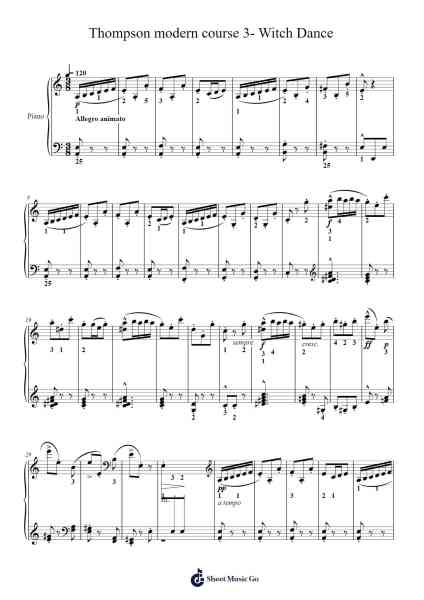 Thompson modern course 3- Witch Dance Sheet Music by John Thompson-Arr.Leethey Yvetteroll