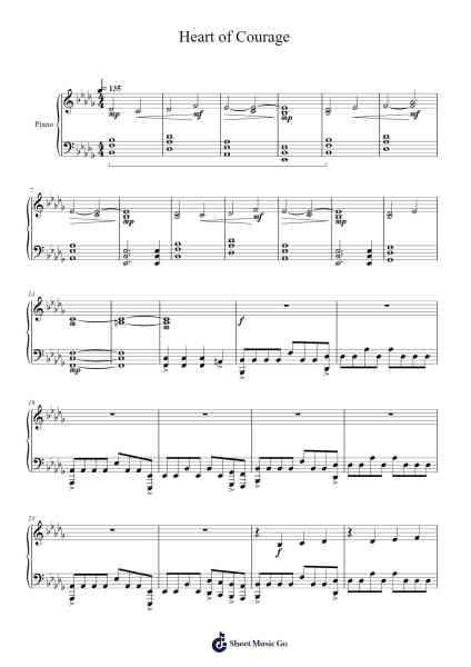 Heart of Courage Sheet Music by Two Steps From Hell-Arr.Campbriel