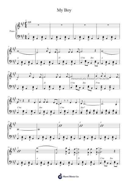 My Boy Sheet Music by Billie Eilish-Arr.Leijoan