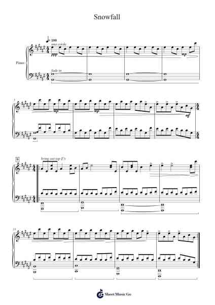 Snowfall Sheet Music by øneheart x reidenshi-Arr.Yetlup Hoybird