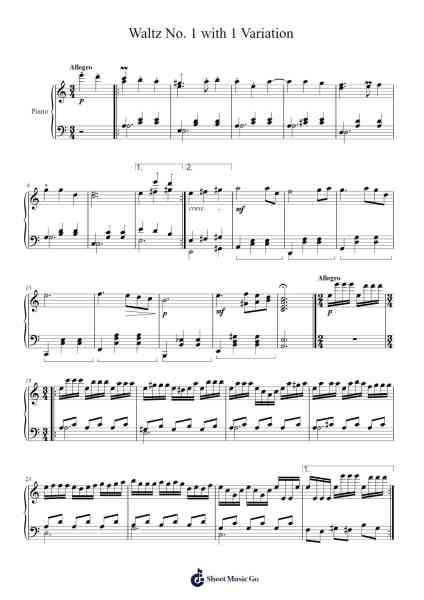 Waltz No. 1 with 1 Variation Sheet Music by Coffeecruncher69-Arr.Ligreen