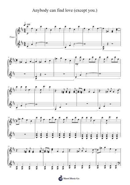 Anybody can find love (except you.) Sheet Music by hkmori-Arr.Kebert Jehan