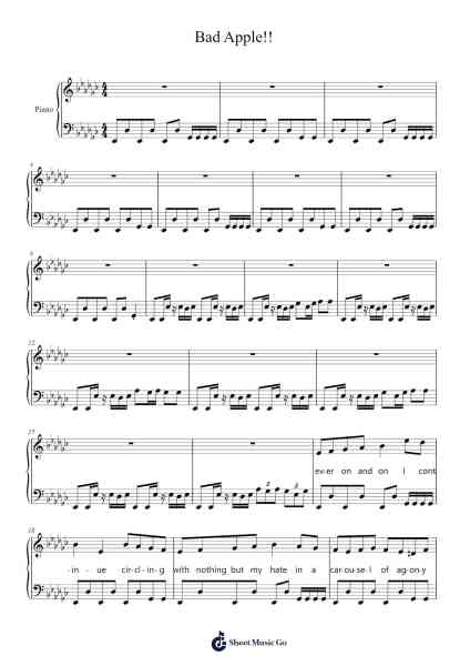 Bad Apple!! Sheet Music by Wolf-Arr.Bloorvogt