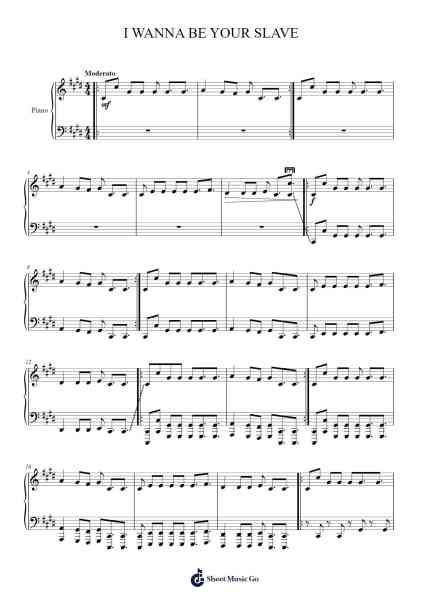 I WANNA BE YOUR SLAVE Sheet Music by Måneskin-Arr.Runiel Faulktave