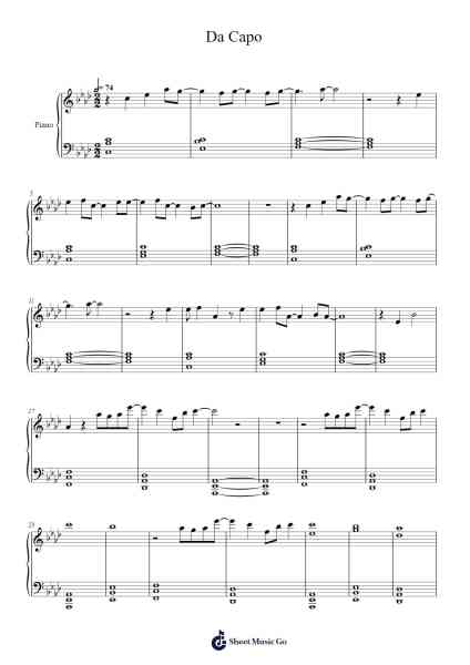 Da Capo Sheet Music by HOYO-MiX-Arr.Stonelian Chantham