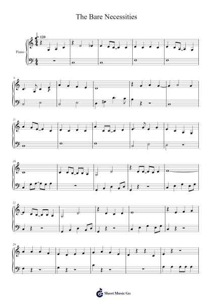 The Bare Necessities (Probiere mal mit Gemütlichkeit) Sheet Music by Terry Gilkyson-Arr.Rooryl Petnoel