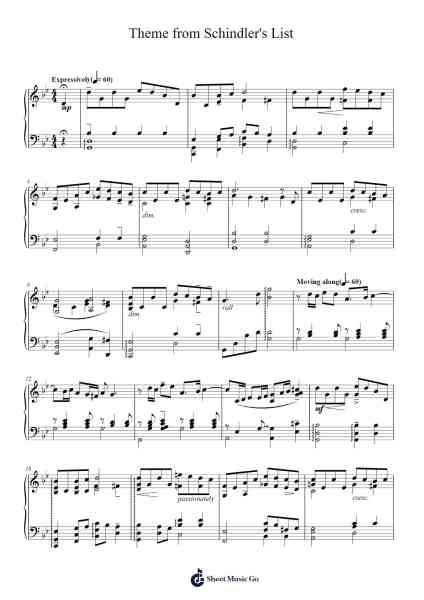 Theme from Schindler's List Sheet Music by John Williams-Arr.Montbrook