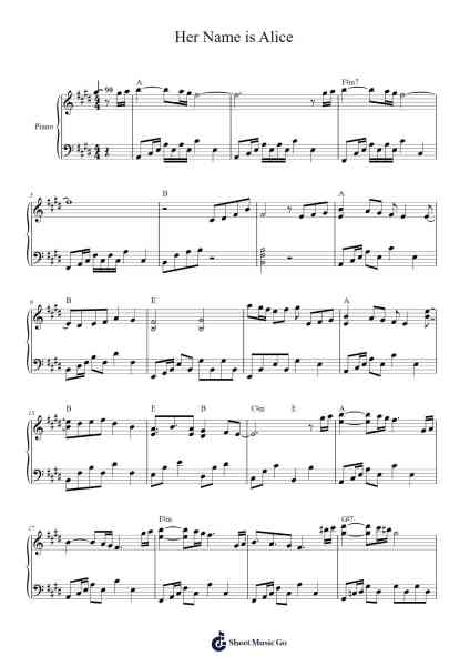 Her Name is Alice Sheet Music by Yuki Kajiura-Arr.Eipsgold Maudman