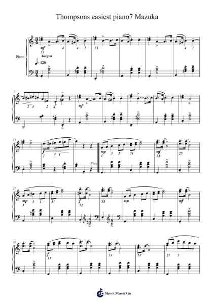 Thompsons easiest piano7 Mazuka Sheet Music by undefined-Arr.Louiefie