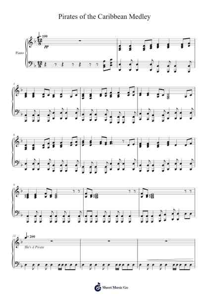 Pirates of the Caribbean Medley Sheet Music by Hans Zimmer-Arr.Woomiah