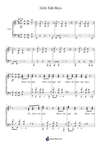 Girls Talk Boys Sheet Music by 5 Seconds Of Summer-Arr.Gregdi