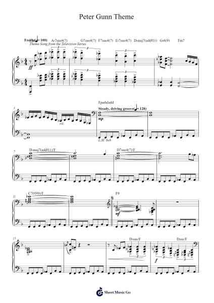 Peter Gunn Theme Sheet Music by Henry Mancini-Arr.Tenings