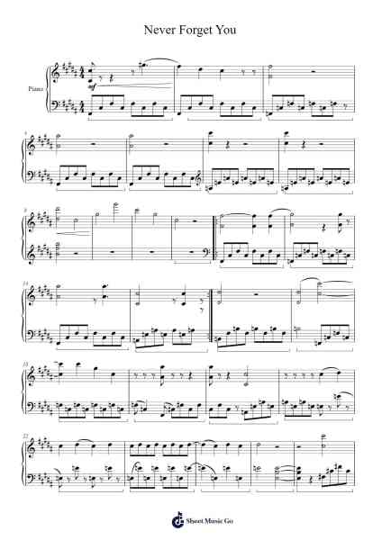 Never Forget You Sheet Music by Deborah Murillo-Arr.Pomeo Walshbee