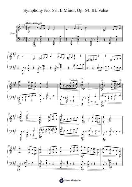 Symphony No. 5 in E Minor, Op. 64: III. Valse Sheet Music by Peter Tchaikovsky-Arr.Holew Brianmaud
