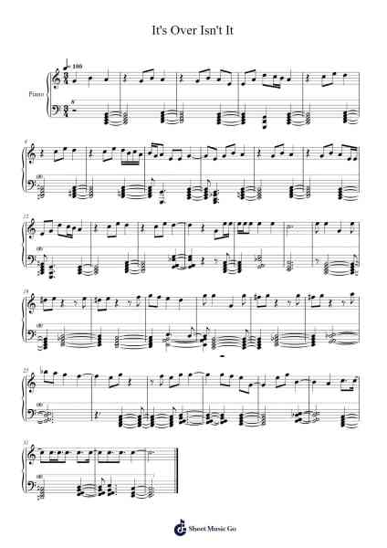 It's Over Isn't It Sheet Music by -Arr.Huttgie Bellcol