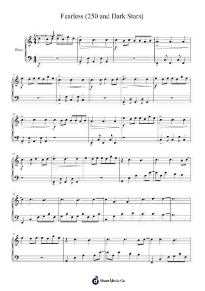 Fearless (250 and Dark Stars) Sheet Music by Falling Up-Arr.Kirkckle Clarkckle