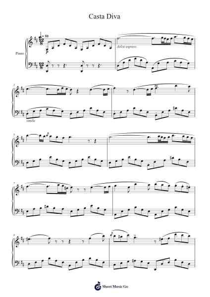 Casta Diva Sheet Music by Vincenzo Bellini-Arr.Hawat