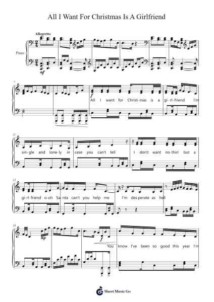 All I Want For Christmas Is A Girlfriend Sheet Music by Jack Douglass-Arr.Dilliz Woolfsil