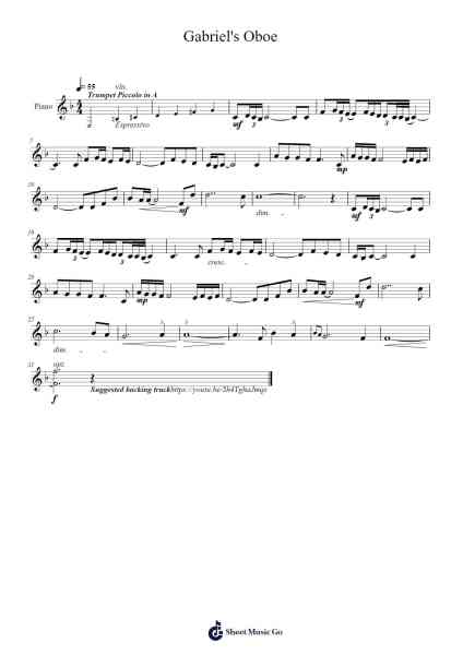 Gabriel's Oboe Sheet Music by Ennio Morricone-Arr.Cooholt Hogreen