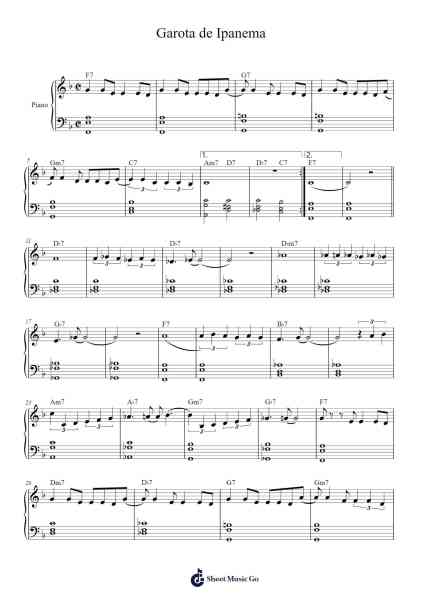 Garota de Ipanema Sheet Music by Tom Jobim-Arr.Shawstuart Bergwar