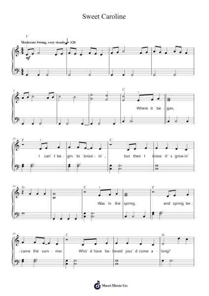 Sweet Caroline Sheet Music by Neil Diamond-Arr.Payyule