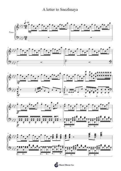 A letter to Snezhnaya Sheet Music by Yu-Peng Chen-Arr.Swinale Reedria