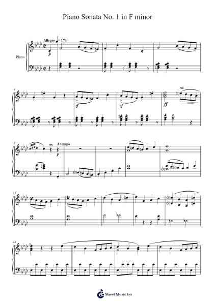 Piano Sonata No. 1 in F minor Sheet Music by Swiftlvis-Arr.Leamorse Tayh