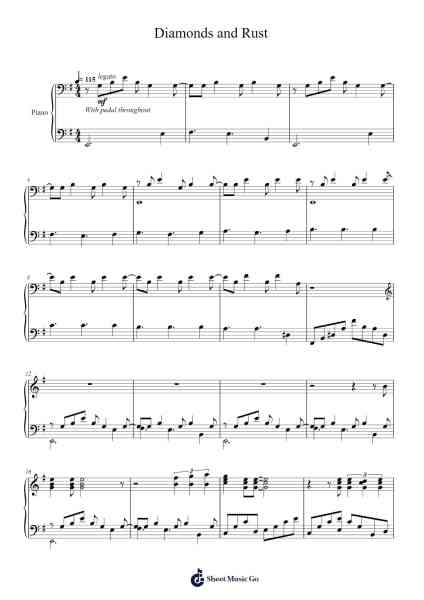 Diamonds and Rust Sheet Music by Joan Baez-Arr.Alruth