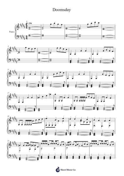 Doomsday Sheet Music by Vruzzen-Arr.Vioyves Garbess