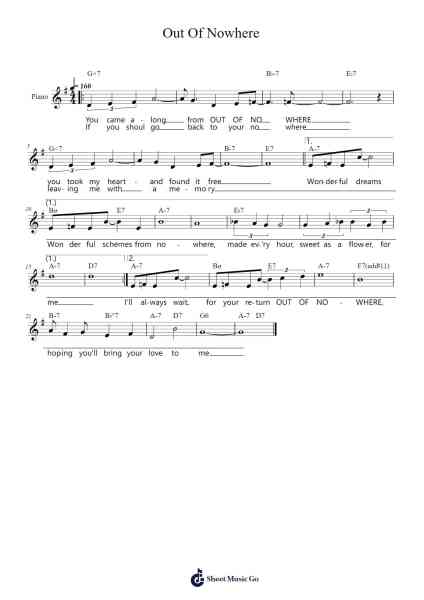 Out Of Nowhere Sheet Music by Johnny Green-Arr.Reyblume Poundtor