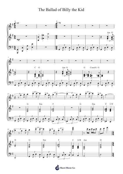 The Ballad of Billy the Kid Sheet Music by Billy Joel-Arr.Subill