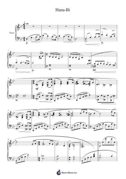 Hana-Bi Sheet Music by Joe Hisaishi-Arr.Yulevieve