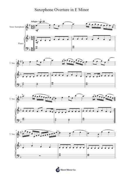 Saxophone Overture in E Minor Sheet Music by Angram Lizlan-Arr.Osham Noelchi