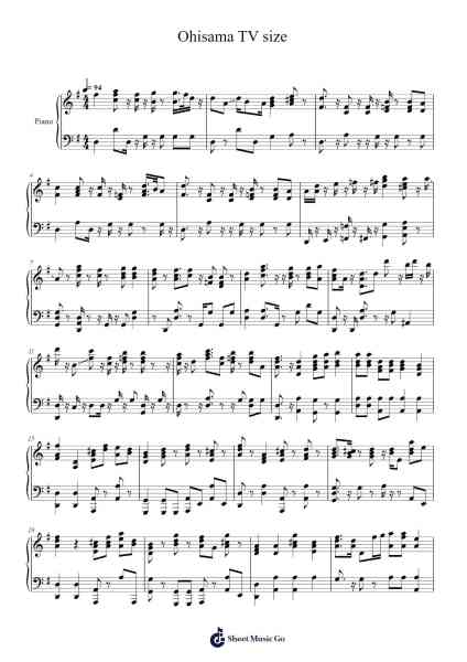 Ohisama TV size Sheet Music by Bartck Wolmaltz-Arr.Glalain Borhys