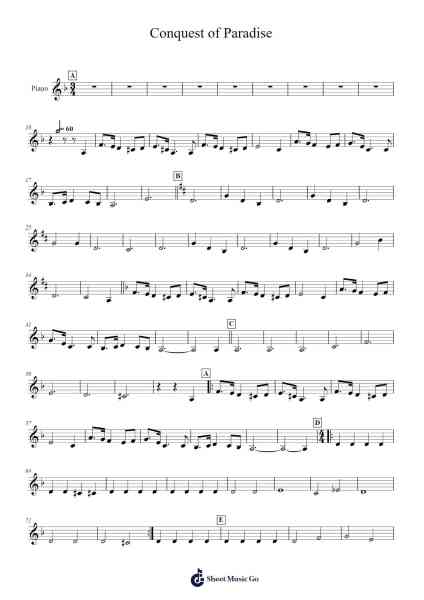 Conquest of Paradise Sheet Music by Vangelis-Arr.Turdrea