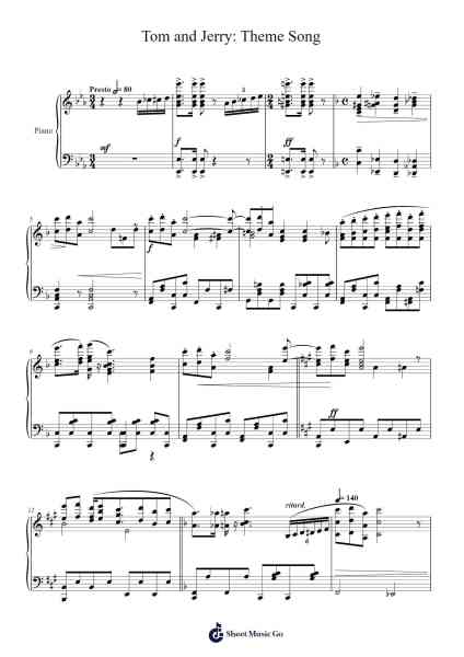 Tom and Jerry: Theme Song Sheet Music by Scott Bradley-Arr.Swinhood Ajean