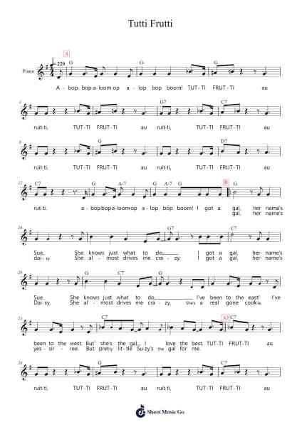 Tutti Frutti Sheet Music by Chuck Berry/Little Richard-Arr.Spenriel Foxsoll