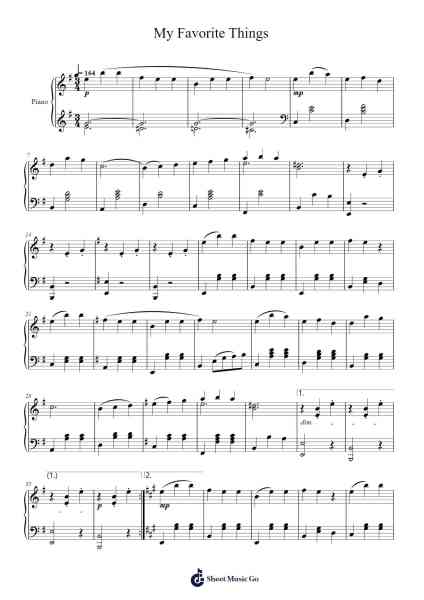 My Favorite Things Sheet Music by Rodgers & Hammerstein-Arr.Penstowe Beardwells