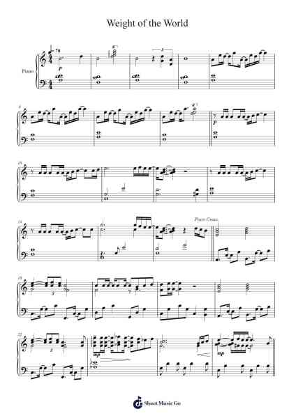 Weight of the World 樂譜由 Keiichi Okabe - 編曲 Earlfay Joyceraine