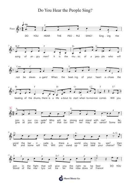 Do You Hear the People Sing? Sheet Music by Claude-Michel Schönberg-Arr.Wolfnid Bronbooth