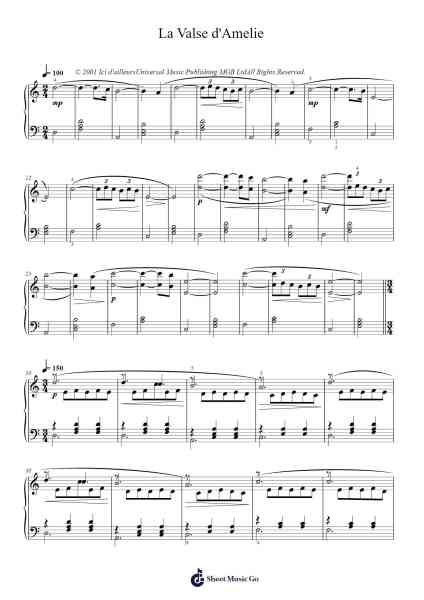La Valse d'Amelie Notas de música por Yann Tiersen-Arr.Felnah Puvien