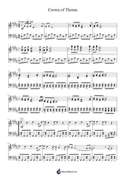 Crown of Thorns Sheet Music by Black Veil Brides-Arr.Elroygale Whvan