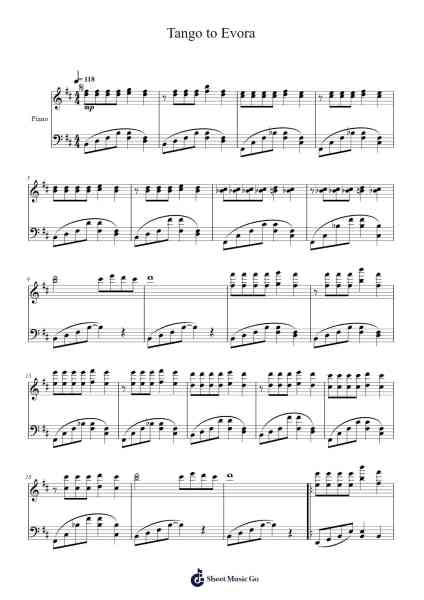 Tango to Evora Sheet Music by Sweetphael-Arr.Pullzie Willmiles