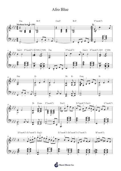Afro Blue - John Coltrane (Piano Solo) Sheet Music by John Coltrane-Arr.Cookeda