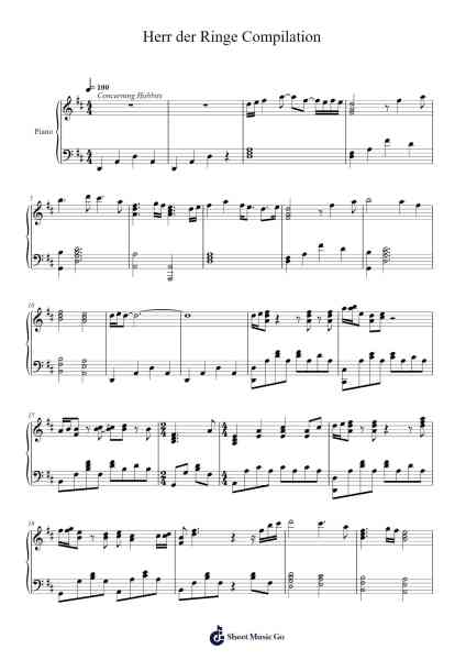 Herr der Ringe Compilation Sheet Music by Howard Shore-Arr.Wolian